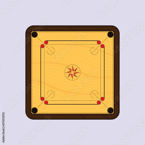 Wooden Carrom Board Game Vector Illustration Carrom game vector