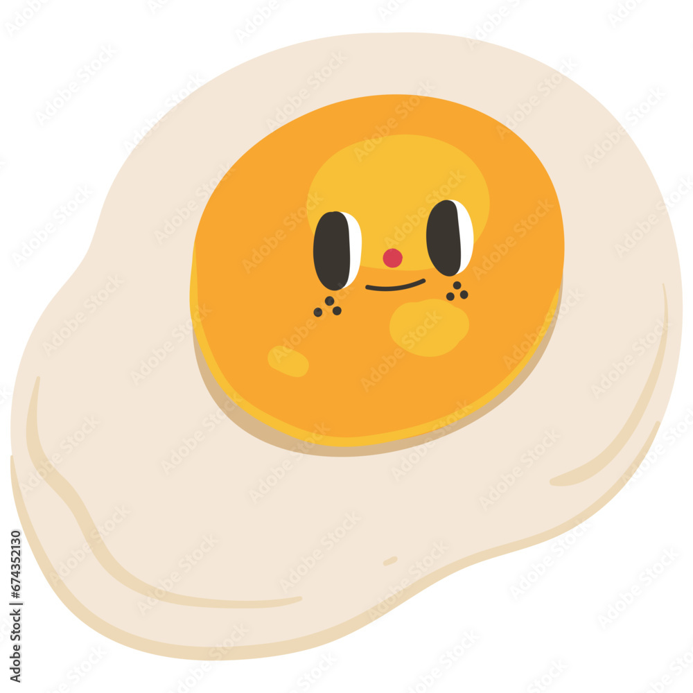 Cute fried egg character flat illustration