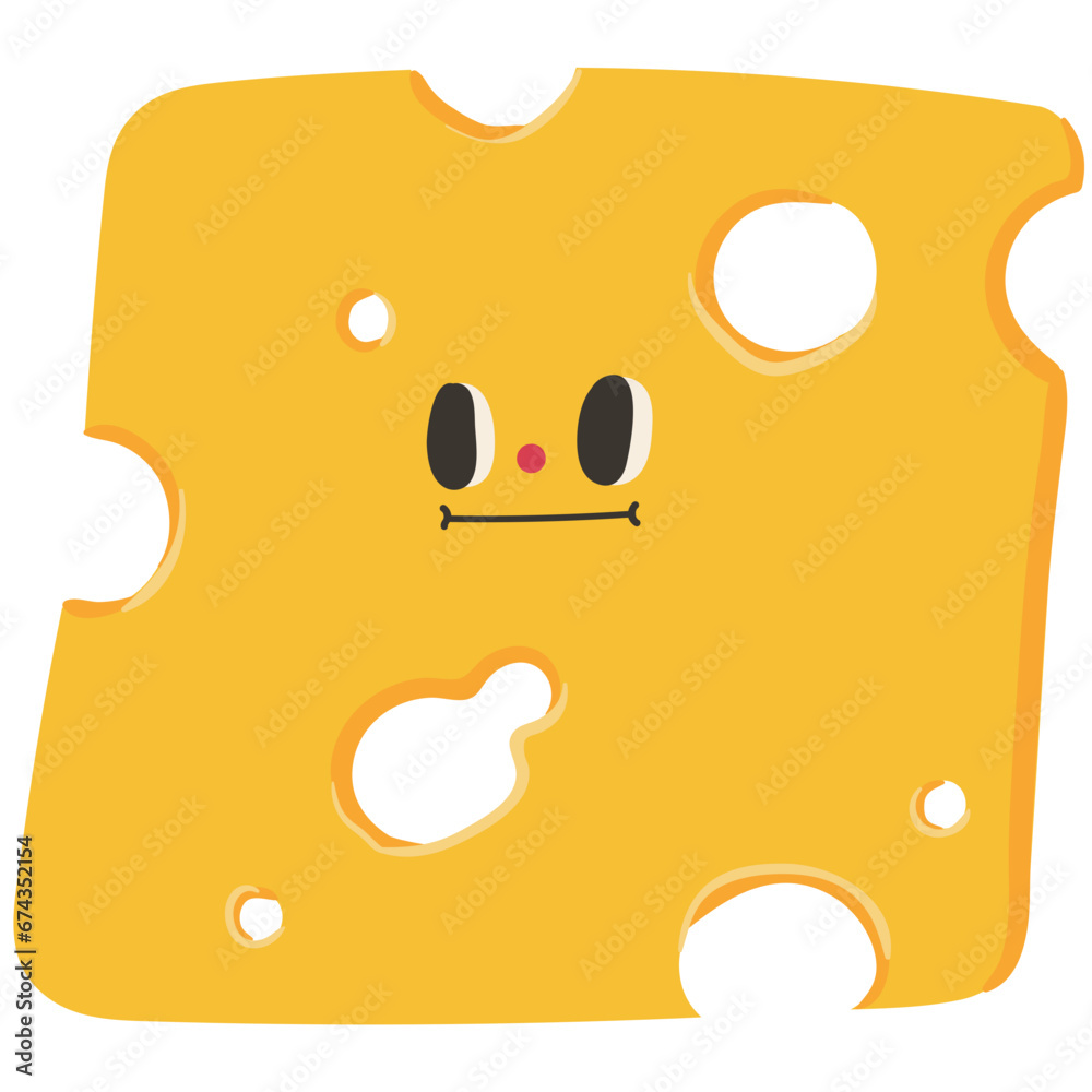 Cute cheese slice character flat illustration Cute cheese slice character flat illustration