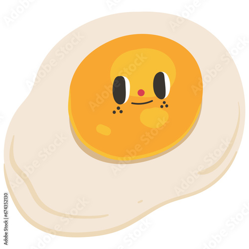 Cute fried egg character flat illustration