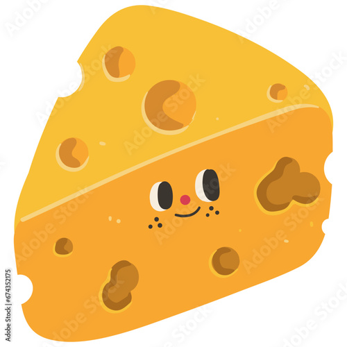 Cute maasdam cheese character flat illustration