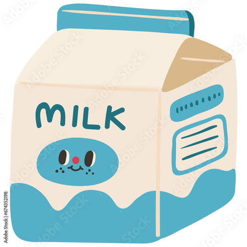 Cute milk carton character flat illustration