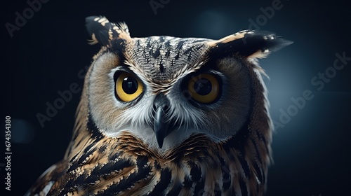 An amazing photo of owl highly detailed  cinematic atmosphere  upstage lighting