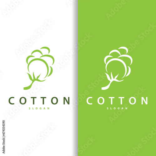 Cotton Logo, Soft and Smooth Cotton Plant Design for Business Brands with Simple Lines And Stem