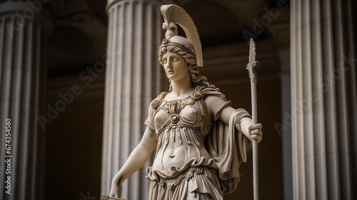 A Sculpture of Athena on the Parthenon, Acropolis Hill, the Greek goddess of wisdom © Andrej