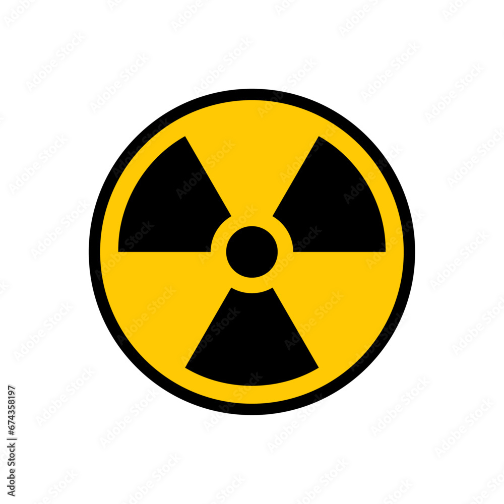 Radioactive warning yellow circle sign. Radioactivity warning vector symbol. Radioactive warning yellow circle sign. Radioactivity warning vector symbol.