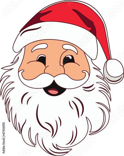 santa claus cartoon, funny santa claus, christmas face art, illustrations