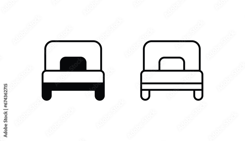 Single Bed icon design with white background stock illustration
