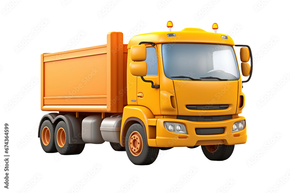 Smiling 3D Cartoon Big Rig Truck Isolated on Transparent Background