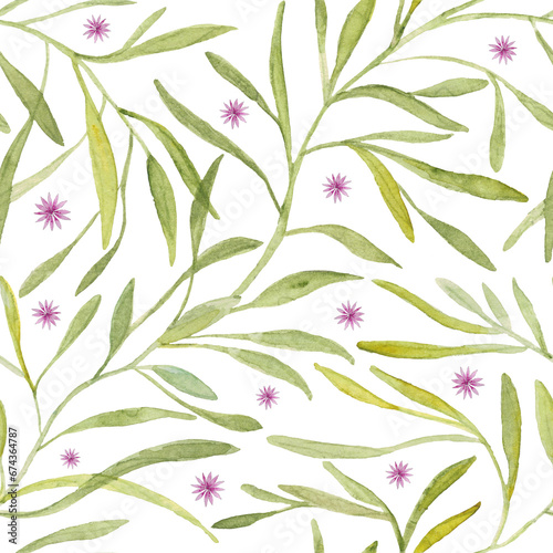 Seamless watercolor floral pattern. Hand-drawn illustration