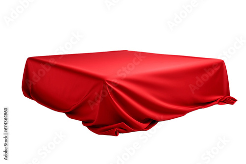 Elegant Red Cloth Covered Box Isolated on Transparent Background