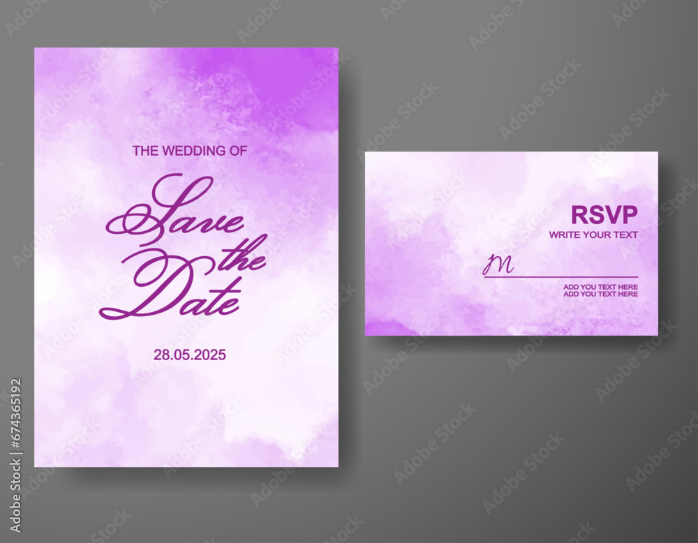 Wedding invitation with abstract watercolor background