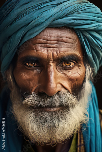 Close view of indian senior man face