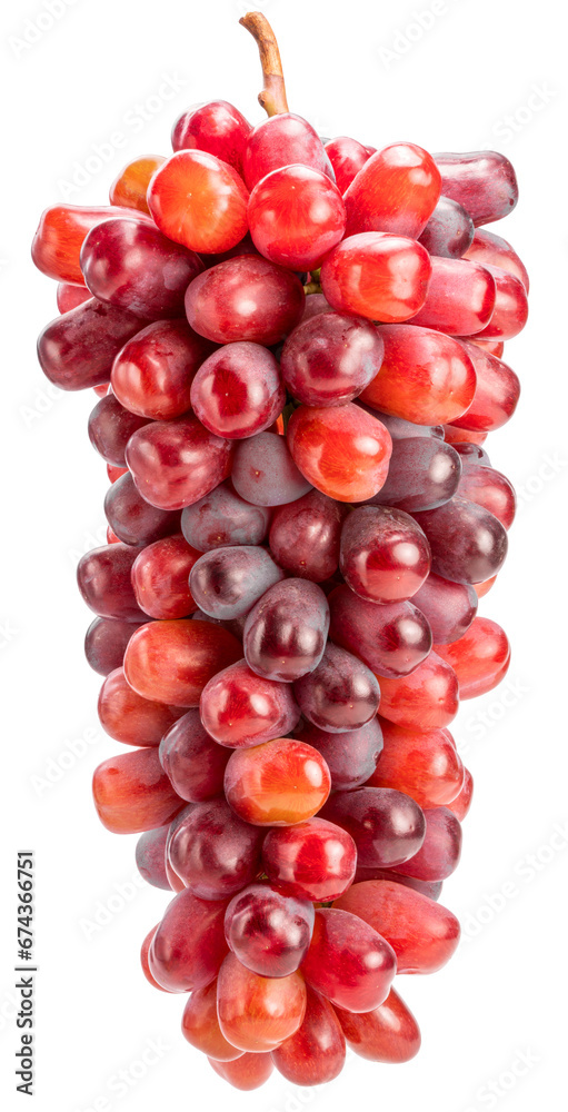 Red Grape on whiter background, Red grape or Red shine muscat grape isolste on white PNG File.