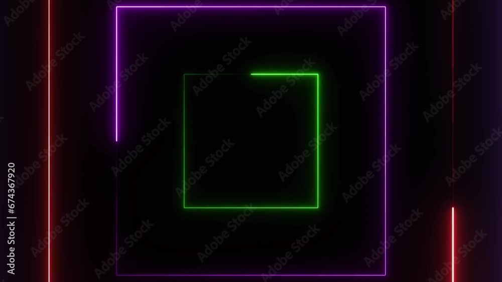 Neon light Squire frame background tunnel animation . Neon light Squire frame background tunnel animation .