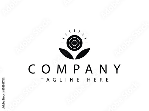nature leaf eco sun energy logo design template