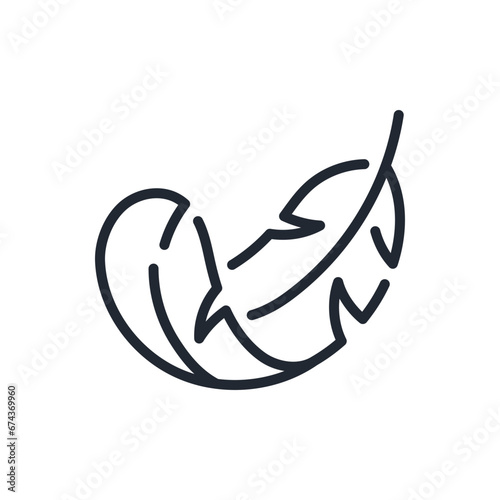 Feather editable stroke outline icon isolated on white background flat vector illustration.