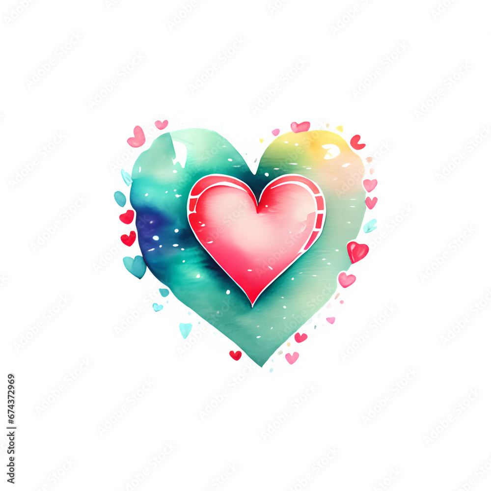 Watercolor, heart-shaped watercolor, heart-shaped watercolor
