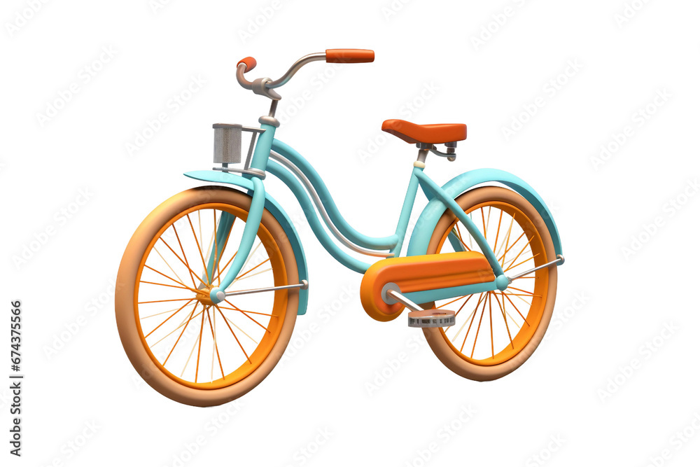 Cheerful 3D Cartoon Bicycle Isolated on Transparent Background