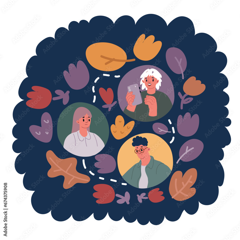 Cartoon vector illustration of avatars of people have conversation connection Cartoon vector illustration of avatars of people have conversation connection