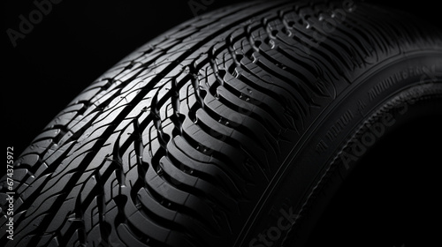 Car tires on a black background. 3d illustration. Close-up.