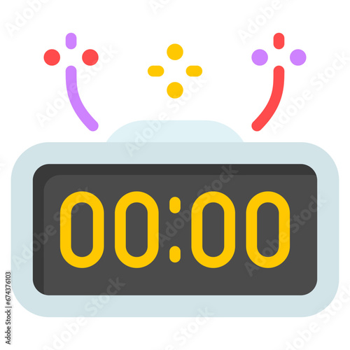 new year clock icon with flat style and pixel perfect base. Suitable for website design, logo, app and UI. Based on the size of the icon in general, so it can be reduced.