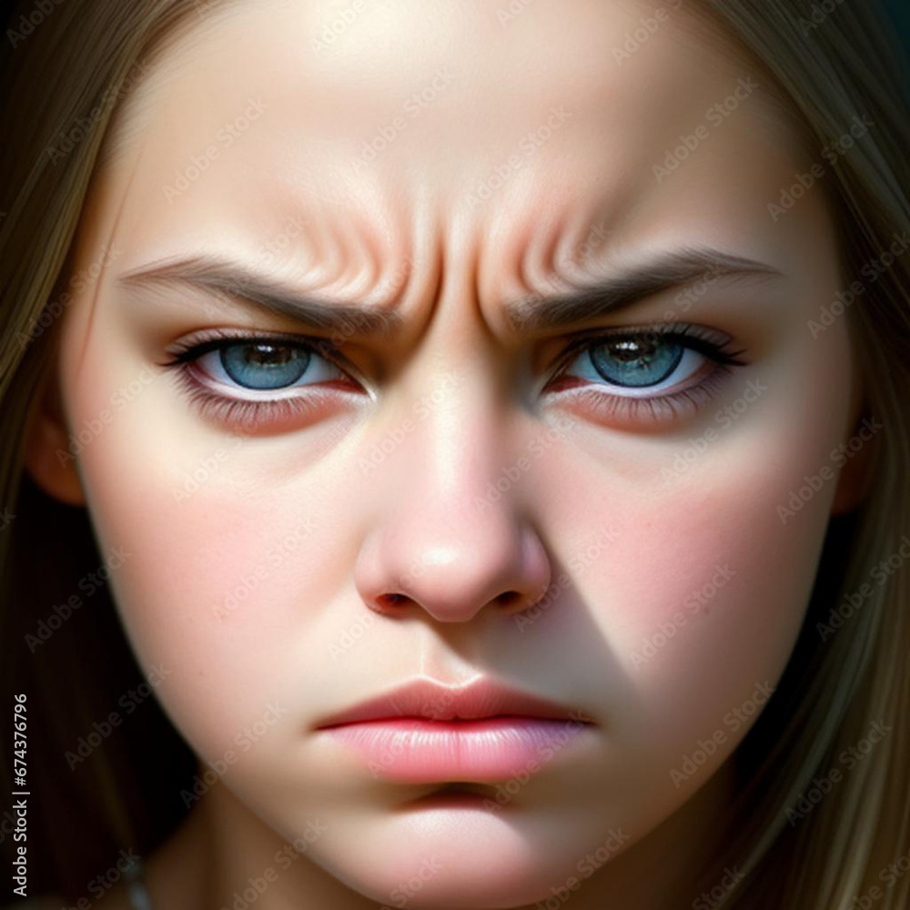 Portrait of an angry annoyed young woman. Generative AI Portrait of an angry annoyed young woman. Generative AI