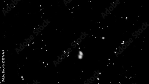 flying particles background. White snowflakes flying in the air. Snow flakes, snow background. Winter snowfall illustration