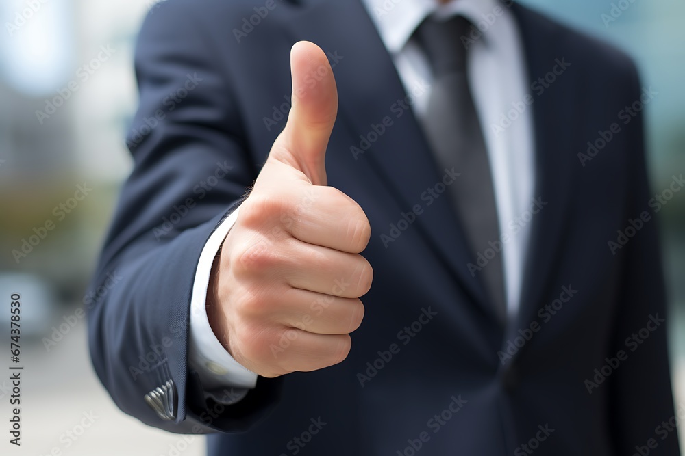 businessman showing thumbs up