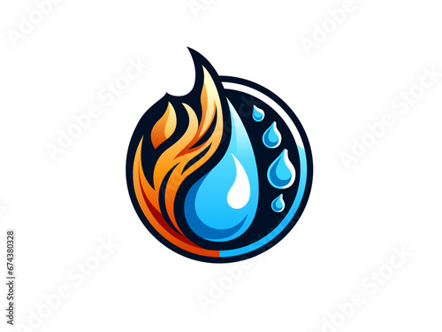 hot and cool logo design for element HVAC heating and cooling concept logotype
