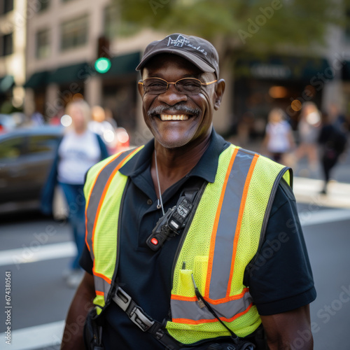 Friendly Traffic Officer in the City