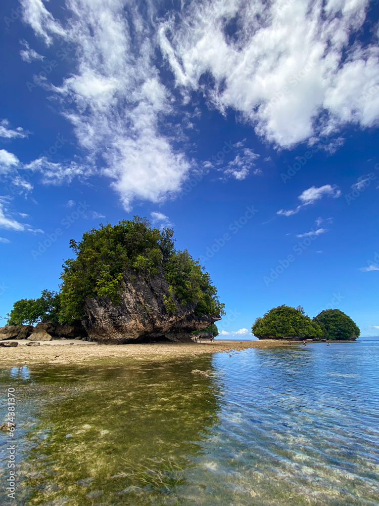 Beach in tropical island. Boslon Island. Surigao del Sur, Philippines.
