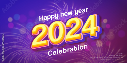 2024 new year banner  holiday celebration with festive fireworks explosionson dark background 4