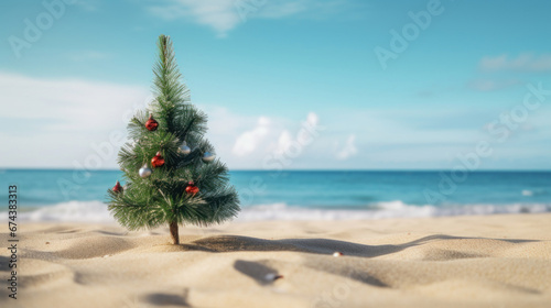 Christmas tree on the beach © tashechka