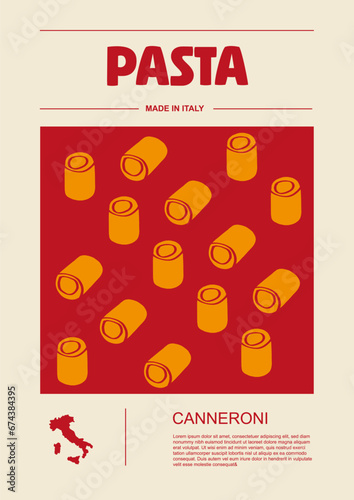 Italian macaroni types, labels for packages set. Canneroni pasta. Organic and natural product, gourmet ingredient for cooking dishes. Handmade and tasty. Vector in flat style