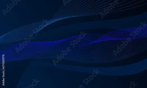 dark blue lines wave curves with soft gradient abstract background