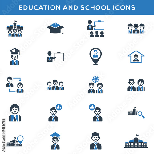 Education and School Icon set (Blue Version)