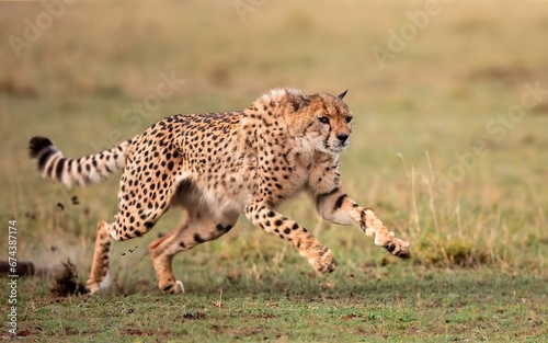 cheetah in full sprint, captured with a high-speed shutter