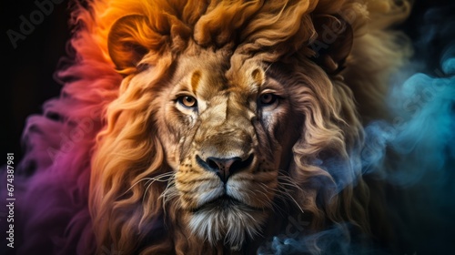 animal Lion portrait with Generative AI.
