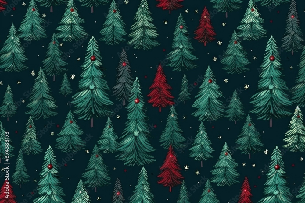 Obraz premium seamless pattern with fir tree branches, Evergreen nature background. Christmas or new year backdrop. AI generative