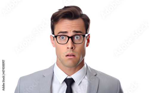 Portrait of a Young Businessman in Distress On White or PNG Transparent Background