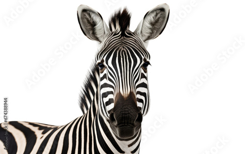 Realistic Portrait of a Zebra On White or PNG Transparent Background