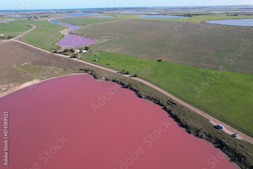 Pink Lagoons of Yorketown, South Australia, Aerial Drone Image © Katherine