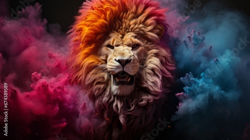 animal Lion portrait with Generative AI. 