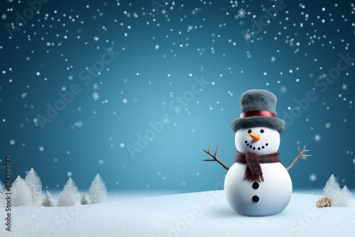 snowman in the snow background © MinMin