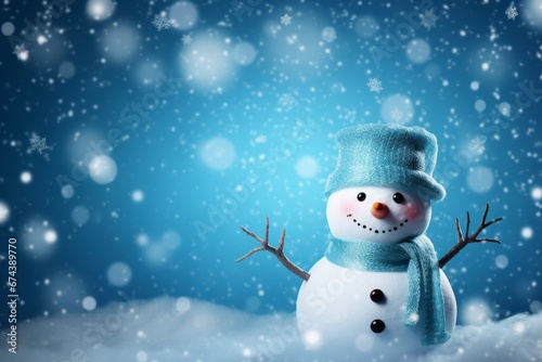 snowman in the snow background