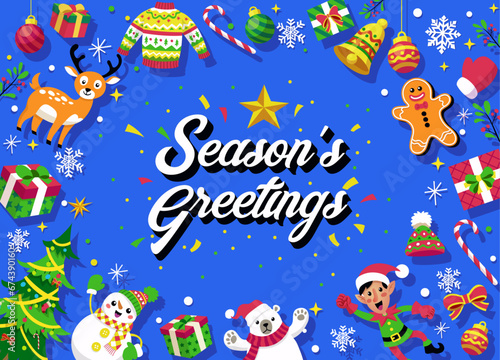 Christmas Greeting Background with Christmas Symbol and Ornament