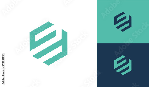 Letter CF hexagon monogram logo design