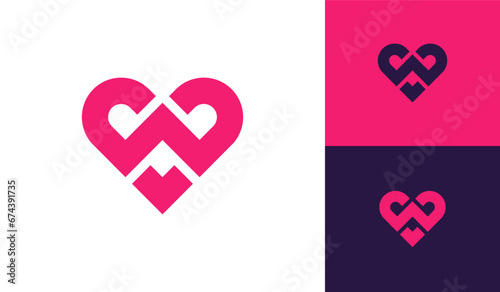 Letter W with heart logo design