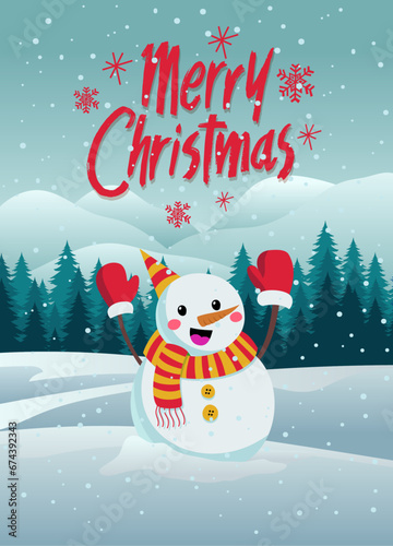 Happy Snowman in the middle of Winter